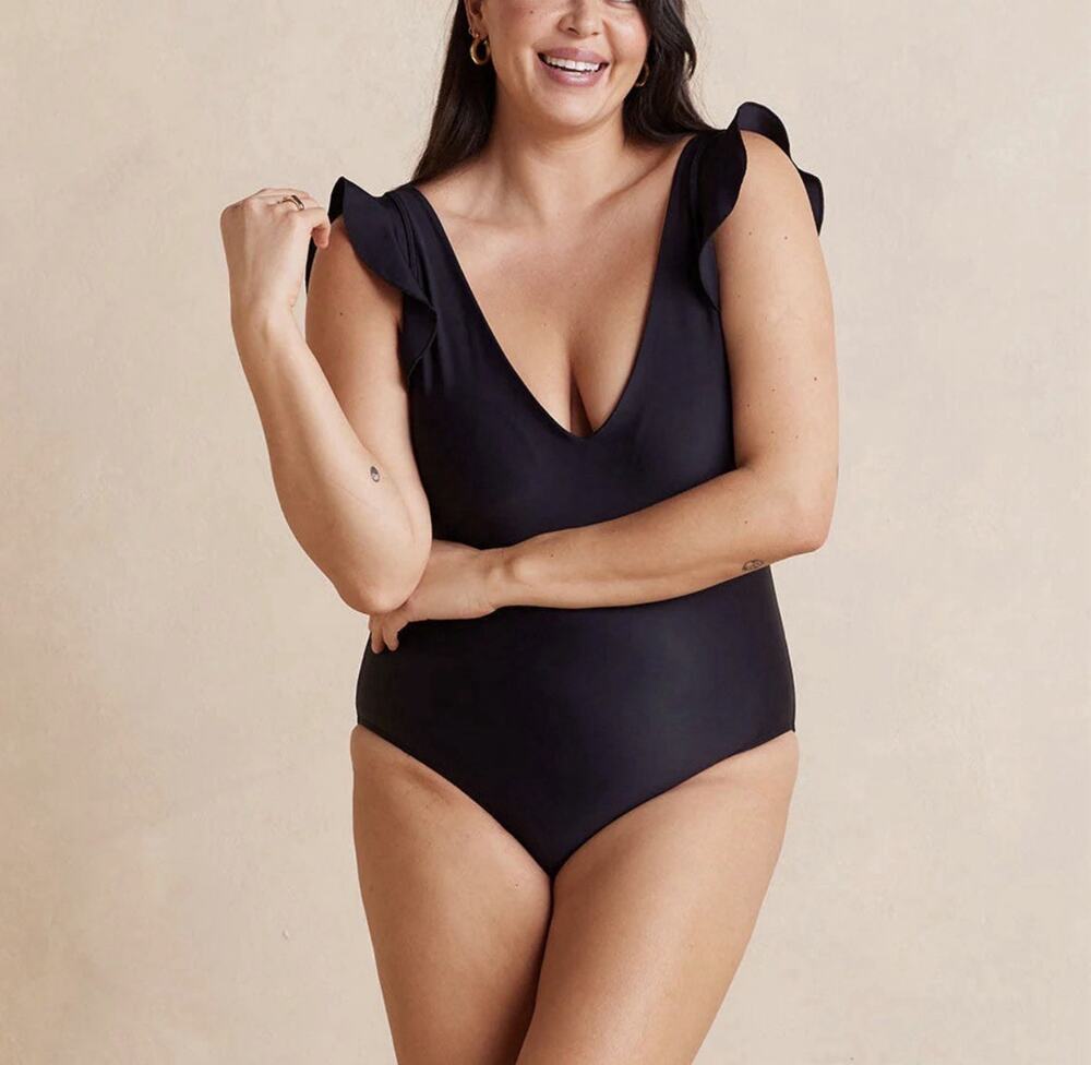 Summersalt The Ruffle Backflip Swimsuit Black Size Plus 22 Excellent